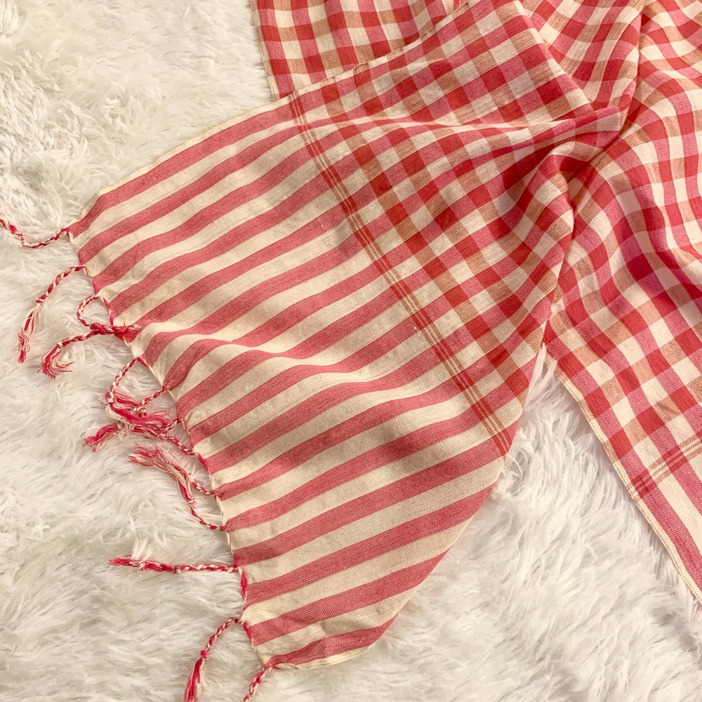 Pink & Off White Checkered Scarf